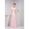Sheath/Column Cap Sleeve Pink Long Chiffon Prom Evening Formal Dresses ED010918