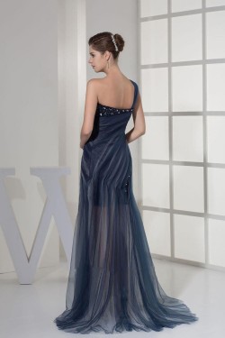 Beaded One-Shoulder Prom Evening Formal Dresses ED010923