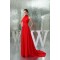 A-Line High-Neck Long Red Chiffon Prom Evening Formal Dresses ED010924