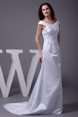 A-Line Off-the-Shoulder Long White Prom Evening Formal Dresses ED010928