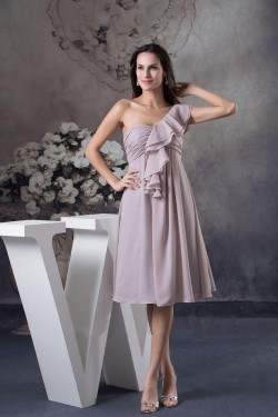 Empire One-Shoulder Short Chiffon Prom Evening Formal Dresses ED010932