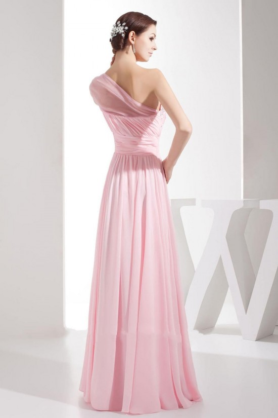 A-Line One-Shoulder Beaded Pink Long Chiffon Prom Evening Formal Dresses ED010936 A-Line One-Shoulder Beaded Pink Long Chiffon Prom Evening Formal Dresses ED010936