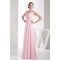 A-Line One-Shoulder Beaded Pink Long Chiffon Prom Evening Formal Dresses ED010936