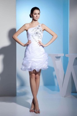 Short White Beaded Prom Evening Formal Dresses ED010937