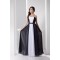 A-Line Strapless Black White Beaded Long Chiffon Prom Evening Formal Dresses ED010940