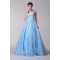 A-Line Strapless Beaded Long Blue Prom Evening Formal Dresses ED010941