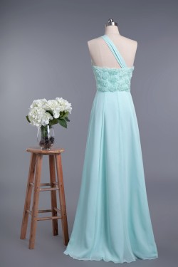 A-Line One-Shoulder Long Chiffon Prom Evening Formal Dresses ED010954