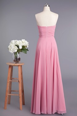 A-Line Sweetheart Long Pink Chiffon Prom Evening Formal Dresses ED010958