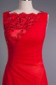 A-Line Bateau Beaded Applique Long Red Prom Evening Formal Dresses ED010961