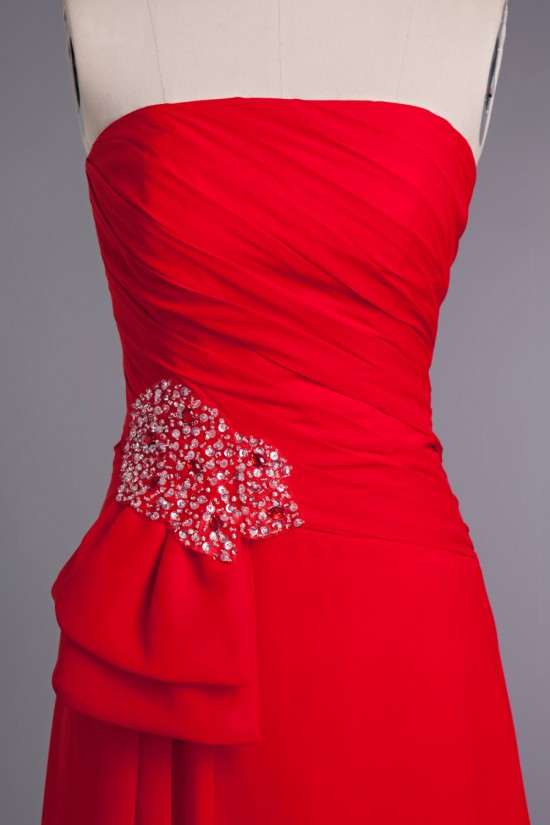 A-Line Strapless Beaded Long Red Chiffon Prom Evening Formal Dresses ED010962 A-Line Strapless Beaded Long Red Chiffon Prom Evening Formal Dresses ED010962