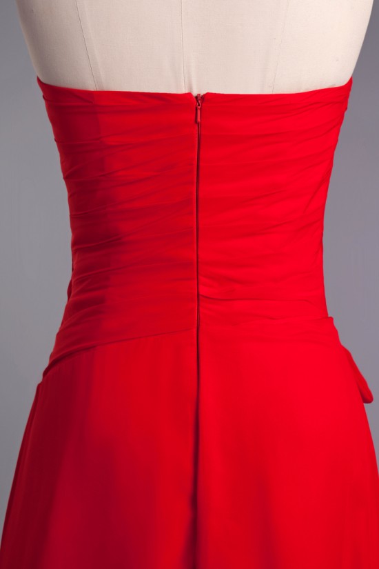 A-Line Strapless Beaded Long Red Chiffon Prom Evening Formal Dresses ED010962 A-Line Strapless Beaded Long Red Chiffon Prom Evening Formal Dresses ED010962