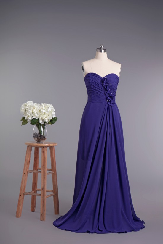 A-Line Sweetheart Split-Front Beaded Lace and Chiffon Prom Evening Formal Dresses ED010963