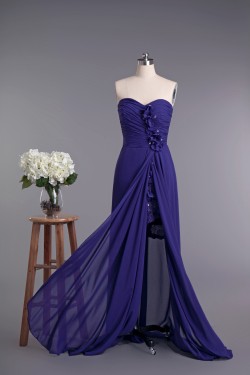 A-Line Sweetheart Split-Front Beaded Lace and Chiffon Prom Evening Formal Dresses ED010963