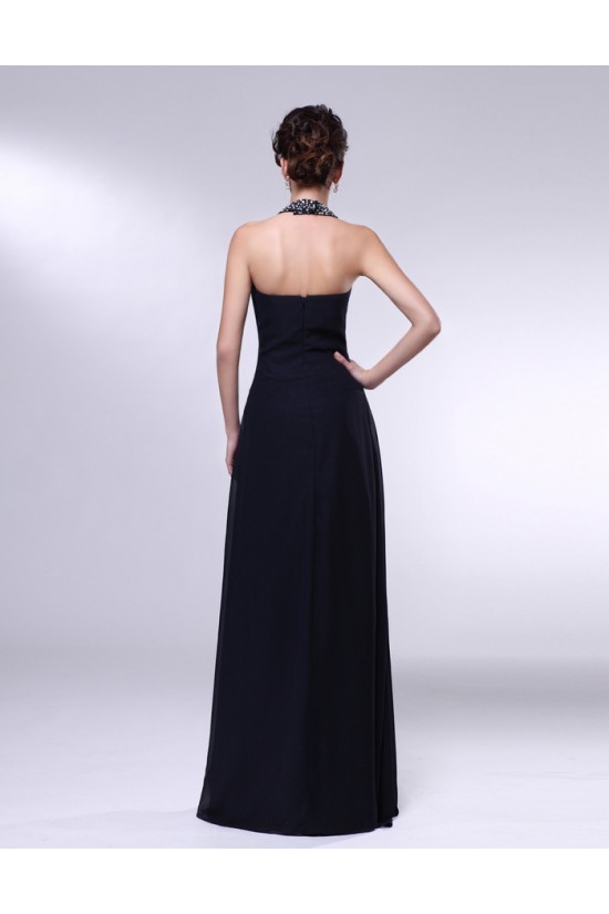 A-Line Halter Beaded Long Chiffon Prom Evening Formal Dresses ED010965