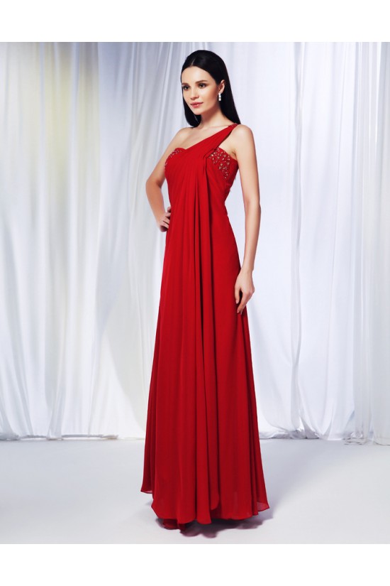 Sheath/Column One-Shoulder Beaded Long Red Chiffon Prom Evening Formal Dresses ED010966 Sheath/Column One-Shoulder Beaded Long Red Chiffon Prom Evening Formal Dresses ED010966