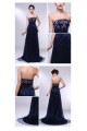 A-Line Strapless Navy Blue Long Prom Evening Formal Dresses ED010967