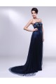 A-Line Strapless Navy Blue Long Prom Evening Formal Dresses ED010967