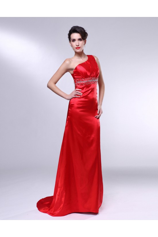 Sheath One-Shoulder Beaded Long Red Prom Evening Formal Dresses ED010968 Sheath One-Shoulder Beaded Long Red Prom Evening Formal Dresses ED010968