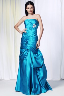Strapless Long Blue Prom Evening Formal Dresses ED010969