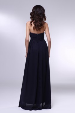 Empire Strapless Beaded Navy Blue Long Chiffon Prom Evening Formal Dresses Maternity Dresses ED010971