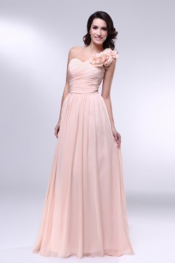 A-Line One-Shoulder Long Chiffon Prom Evening Formal Dresses ED010972