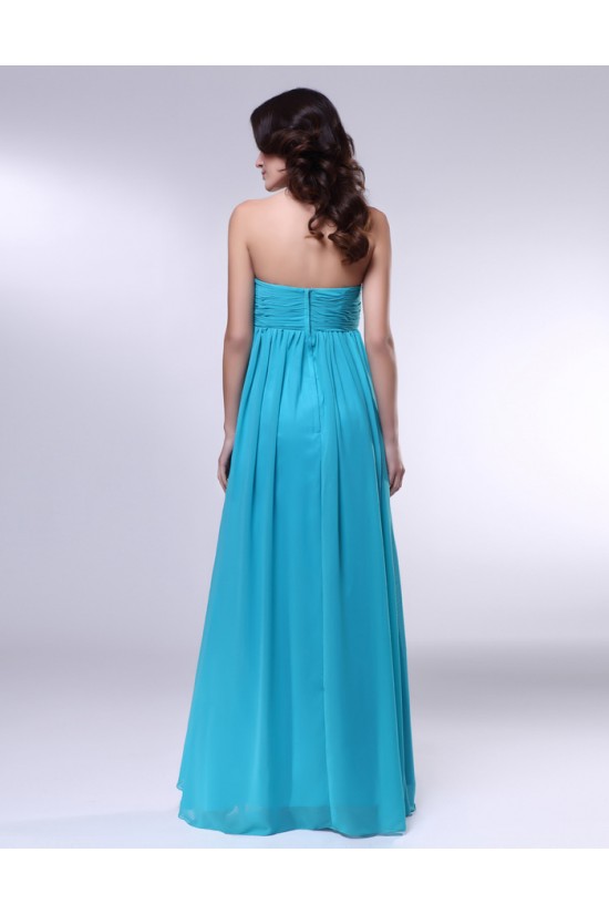 Empire Strapless Long Blue Chiffon Prom Evening Formal Dresses Maternity Dresses ED010973