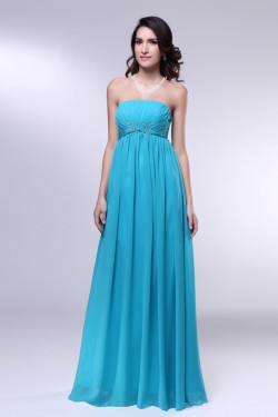 Empire Strapless Long Blue Chiffon Prom Evening Formal Dresses Maternity Dresses ED010973