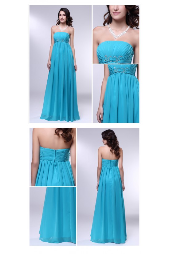 Empire Strapless Long Blue Chiffon Prom Evening Formal Dresses Maternity Dresses ED010973