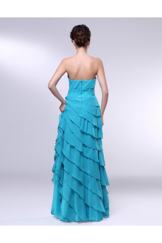 A-Line Strapless Beaded Long Blue Chiffon Prom Evening Formal Dresses ED010974 A-Line Strapless Beaded Long Blue Chiffon Prom Evening Formal Dresses ED010974