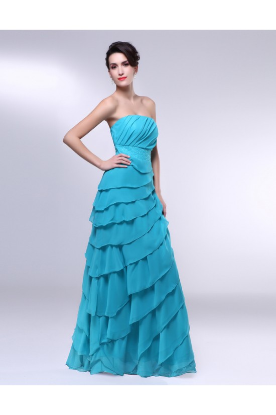 A-Line Strapless Beaded Long Blue Chiffon Prom Evening Formal Dresses ED010974 A-Line Strapless Beaded Long Blue Chiffon Prom Evening Formal Dresses ED010974