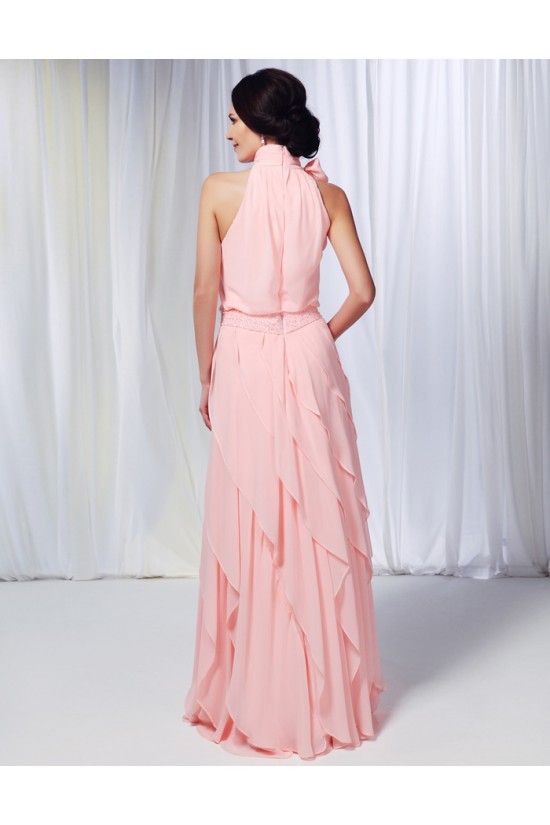 Sheath/Column High-Neck Beaded Long Pink Chiffon Prom Evening Formal Dresses ED010976 Sheath/Column High-Neck Beaded Long Pink Chiffon Prom Evening Formal Dresses ED010976