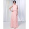 Sheath/Column High-Neck Beaded Long Pink Chiffon Prom Evening Formal Dresses ED010976