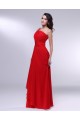 A-Line One-Shoulder Beaded Long Red Chiffon Prom Evening Formal Dresses ED010977