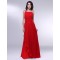 A-Line One-Shoulder Beaded Long Red Chiffon Prom Evening Formal Dresses ED010977