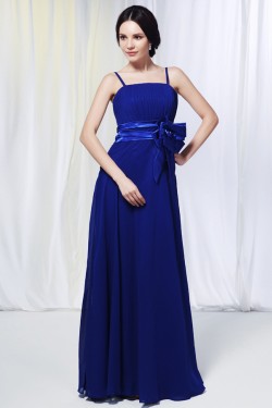 A-Line Spaghetti Strap Long Blue Chiffon Prom Evening Formal Dresses Bridesmaid Dresses ED010978