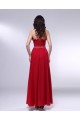 A-Line Strapless Beaded Long Red Chiffon Prom Evening Formal Dresses ED010979