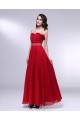 A-Line Strapless Beaded Long Red Chiffon Prom Evening Formal Dresses ED010979