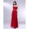 A-Line Strapless Beaded Long Red Chiffon Prom Evening Formal Dresses ED010979