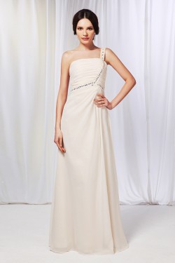 A-Line One-Shoulder Beaded Long Chiffon Prom Evening Formal Dresses ED010980