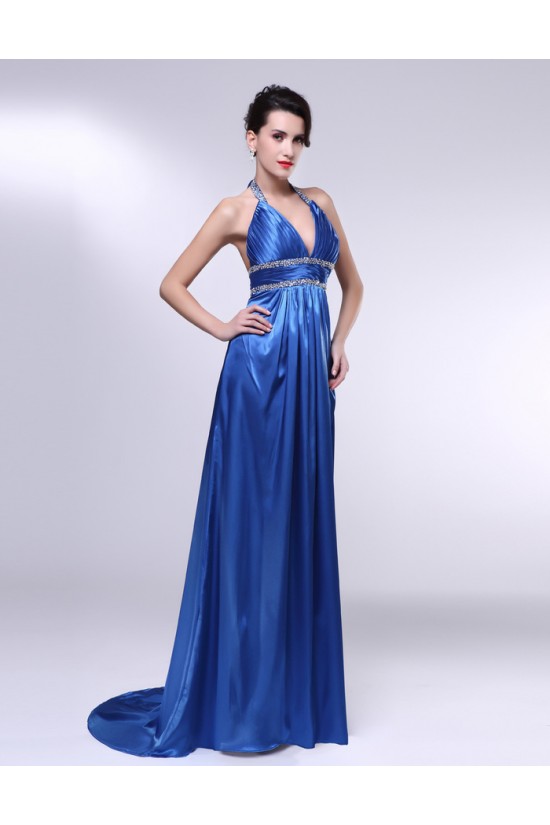 A-Line Halter Beaded Long Blue Prom Evening Formal Dresses ED010981 A-Line Halter Beaded Long Blue Prom Evening Formal Dresses ED010981