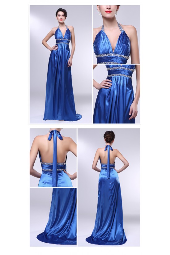 A-Line Halter Beaded Long Blue Prom Evening Formal Dresses ED010981 A-Line Halter Beaded Long Blue Prom Evening Formal Dresses ED010981