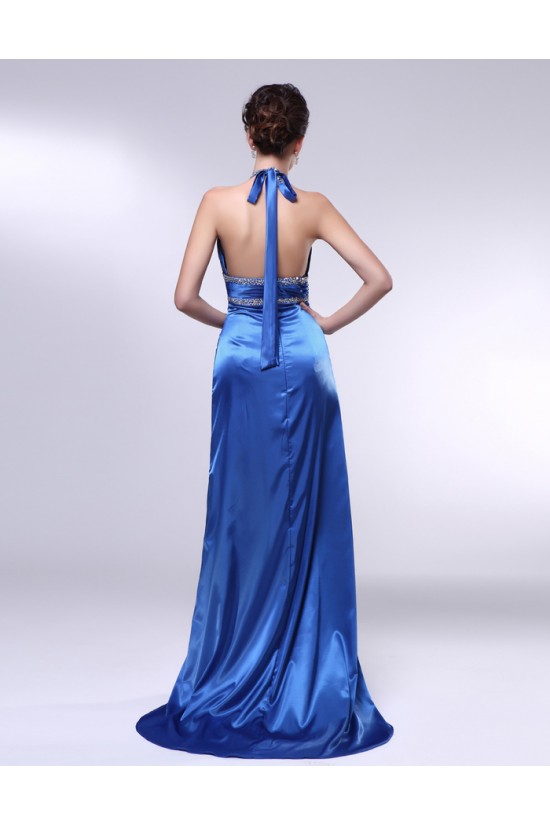 A-Line Halter Beaded Long Blue Prom Evening Formal Dresses ED010981 A-Line Halter Beaded Long Blue Prom Evening Formal Dresses ED010981