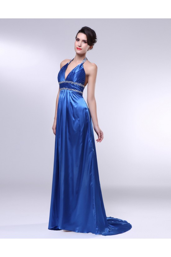 A-Line Halter Beaded Long Blue Prom Evening Formal Dresses ED010981 A-Line Halter Beaded Long Blue Prom Evening Formal Dresses ED010981