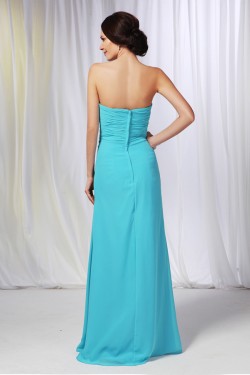 A-Line Sweetheart Long Blue Chiffon Prom Evening Formal Dresses Bridesmaid Dresses ED010984