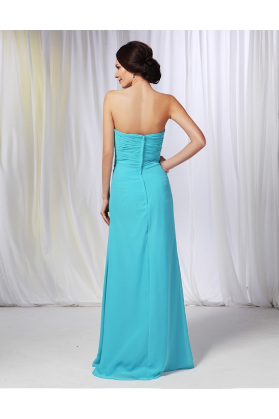 A-Line Sweetheart Long Blue Chiffon Prom Evening Formal Dresses Bridesmaid Dresses ED010984