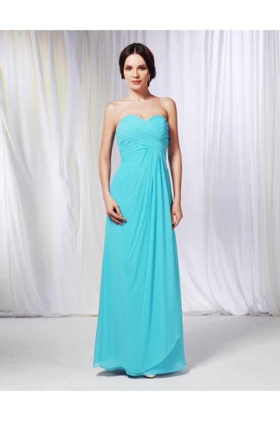 A-Line Sweetheart Long Blue Chiffon Prom Evening Formal Dresses Bridesmaid Dresses ED010984