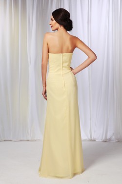 A-Line Sweetheart Long Yellow Chiffon Prom Evening Formal Dresses ED010986