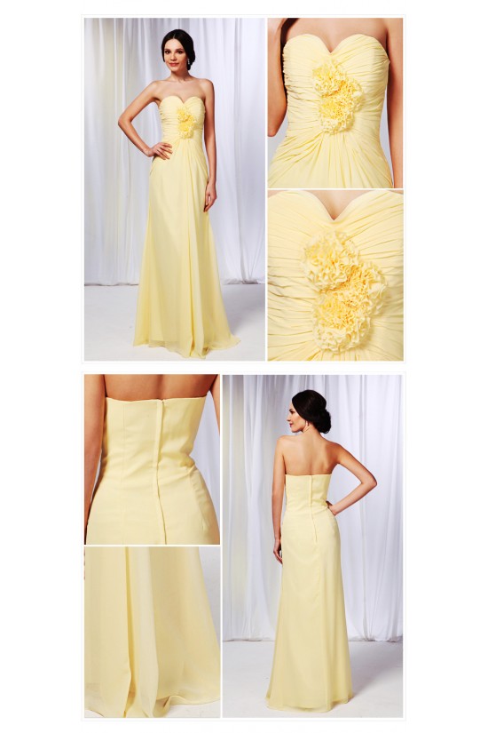 A-Line Sweetheart Long Yellow Chiffon Prom Evening Formal Dresses ED010986