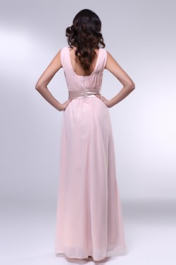 A-Line Long Pink Chiffon Prom Evening Formal Dresses ED010987