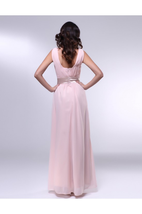 A-Line Long Pink Chiffon Prom Evening Formal Dresses ED010987